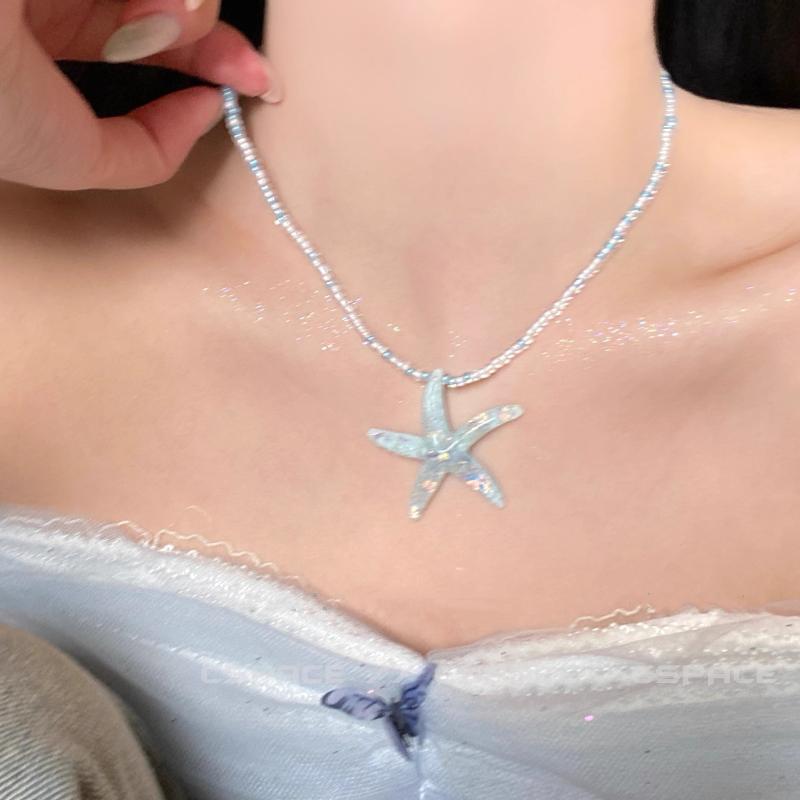 Y2K Boho Seestern Muschel Anhänger Halskette Damen Sommer Strand Schmuck Ästhetik Accessoires Geschenk