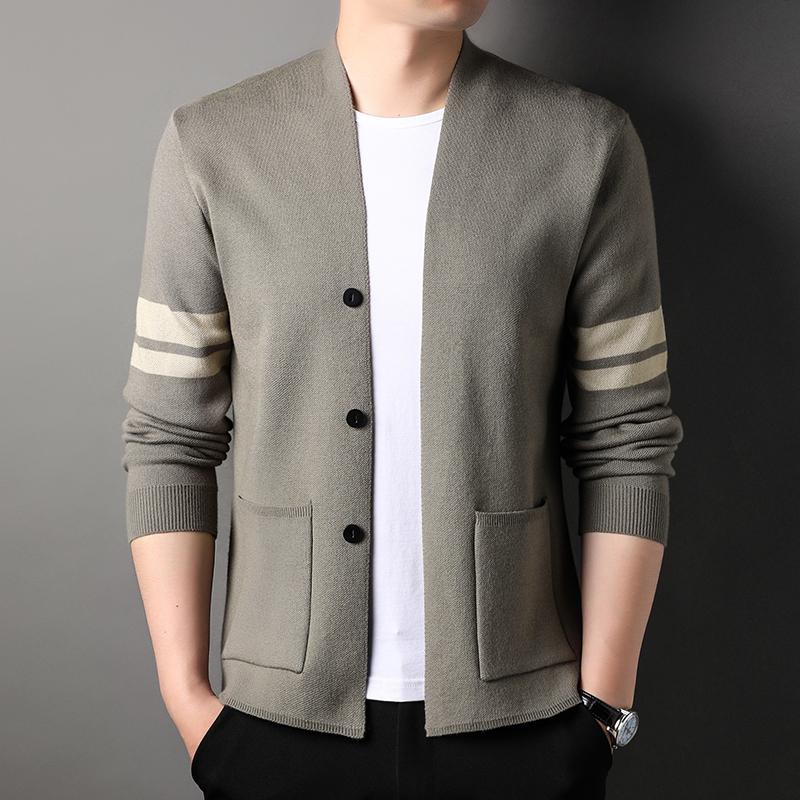 Men's Cardigan Sweater Outerwear Autumn Winter Korean Version Solid Color Knitwear Casual Versatile Men'swear