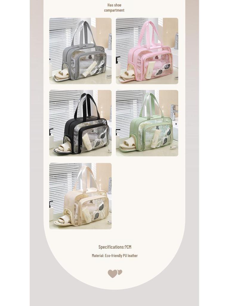 Large Waterproof PU Travel Bag - Wet/Dry Separation, Portable Fitness & Toiletry Storage