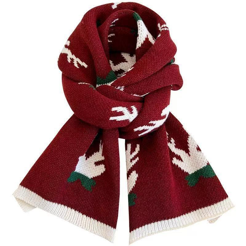 New Christmas Scarf Women's Versatile White Imitation Cashmere Elk Scarf New Red Scarf