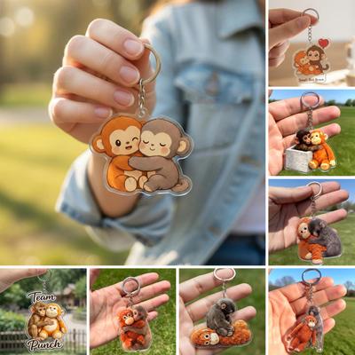 Porte-clés Pendentif Singe 3D Charm Câlin Porte-clés Sac à Dos Portefeuille Clés de Voiture Mini Accessoires Sangle de Sac Décorative Charm