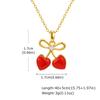 Delicate Red Cherry Pave Zirconia Pendant Necklace for Women, Fruit Summer  Jewelry