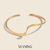 Minimalist 18K Gold Electroplated Stainless Steel Wave Bangle - Women's Fashion Jewelry