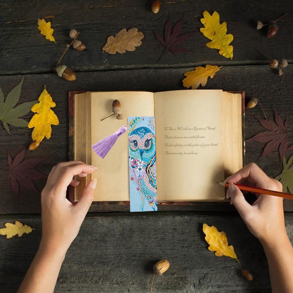 Diamond Painting Bookmarks Owl Diamond Bookmarks for Adults 5D DIY Bookmarks with Tassel Arts Crafts Set Gift