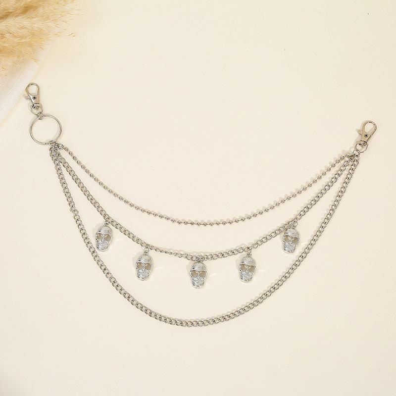 Skull Pendant Halloween Pants Chain: Trendy Metal Waist Accessory