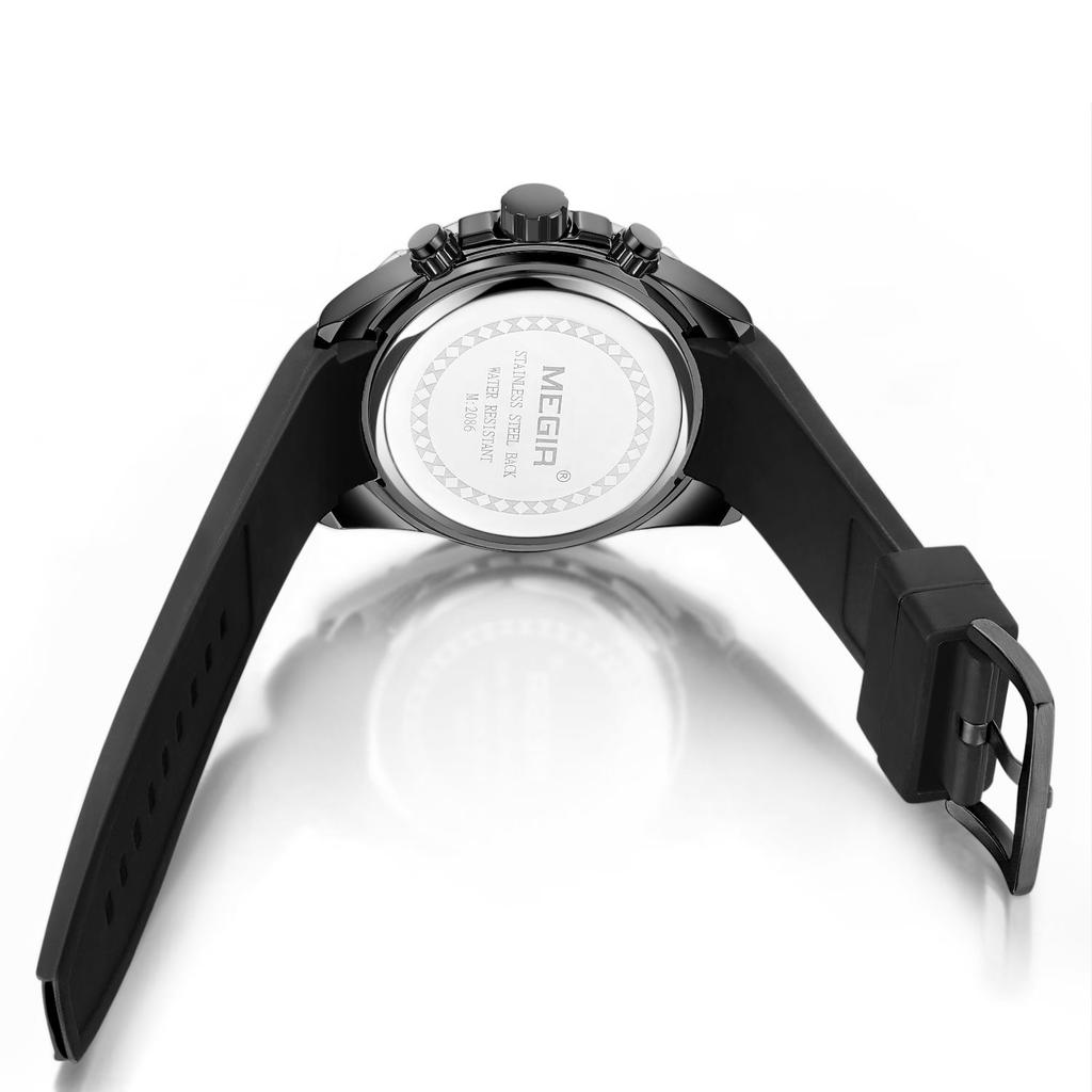 Megir Chronograf Pánské Sportovní hodinky Pánské Silikonové Automatické Datum Quartz Hodinky Pánské Luxusní Značka Vodotěsné Relogio Masculino