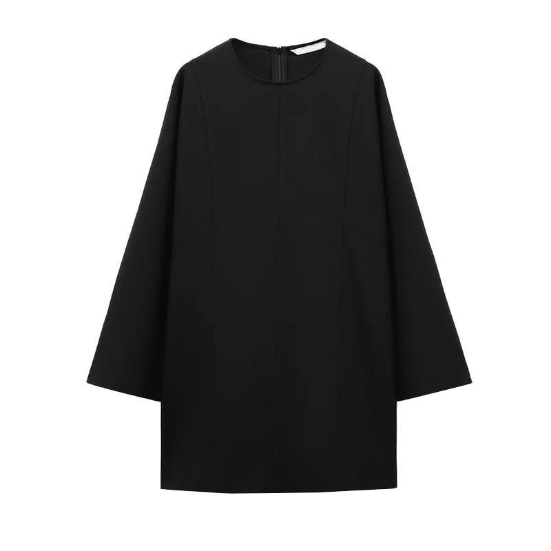 Fall and Winter New Women's Clothing Fashion Wind Loose Round Neck Long Sleeves Elegant Mini Short Dress 3736262