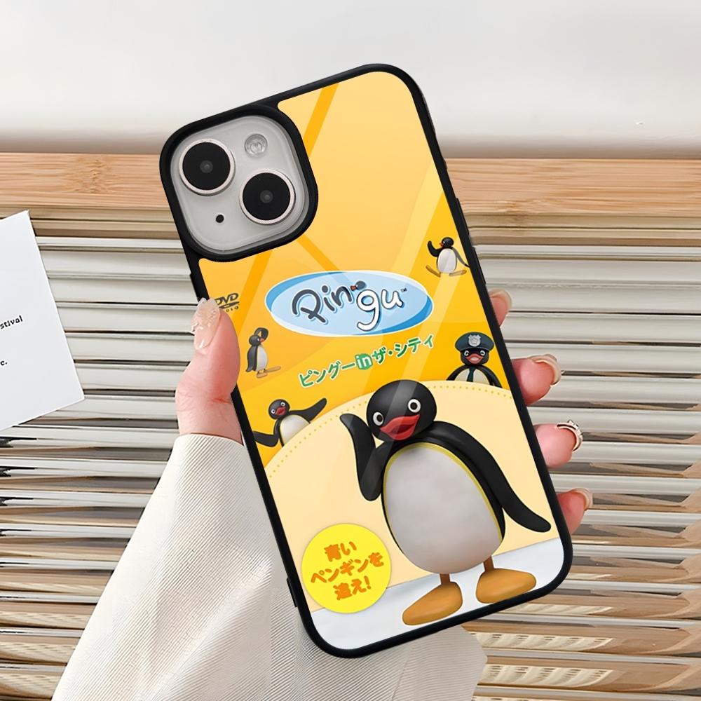 Cartoon Pingu Penguin Phone Case For Iphone 16 Pro 15 Pro Max 14 12 11 13 Mini 8 7 Plus X Xs XR PC+TPU Design Cover