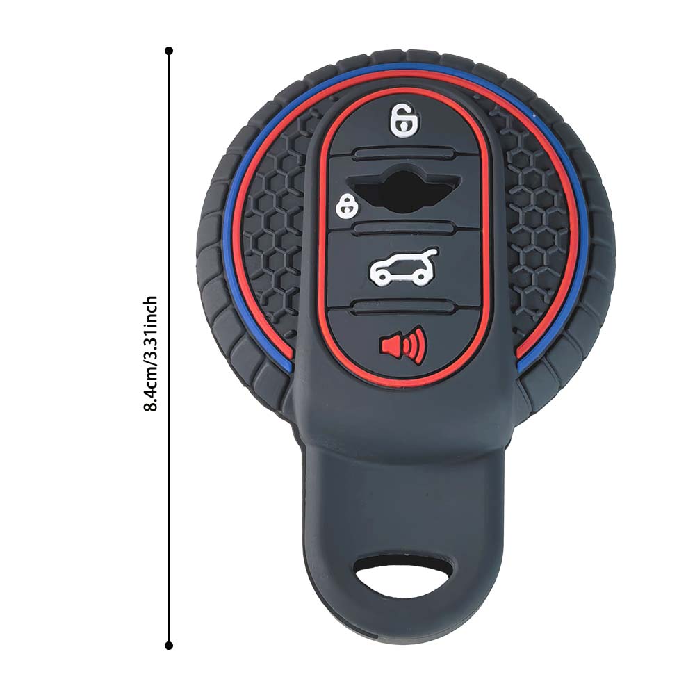 Silikon-Schlüsselanhänger-Abdeckung Kompatibel mit BMW Mini Cooper F54 F55 F56 F57 F60 4 Tasten, Passt für BMW Cooper F54 F55 F56 F57 F60 Handgelenkband Schlüsselanhänger Nicht