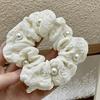 Hair Tie Pleated Texture Imitation Pearls Embellishment Hair Rope Strong Ponytail Holder Buns