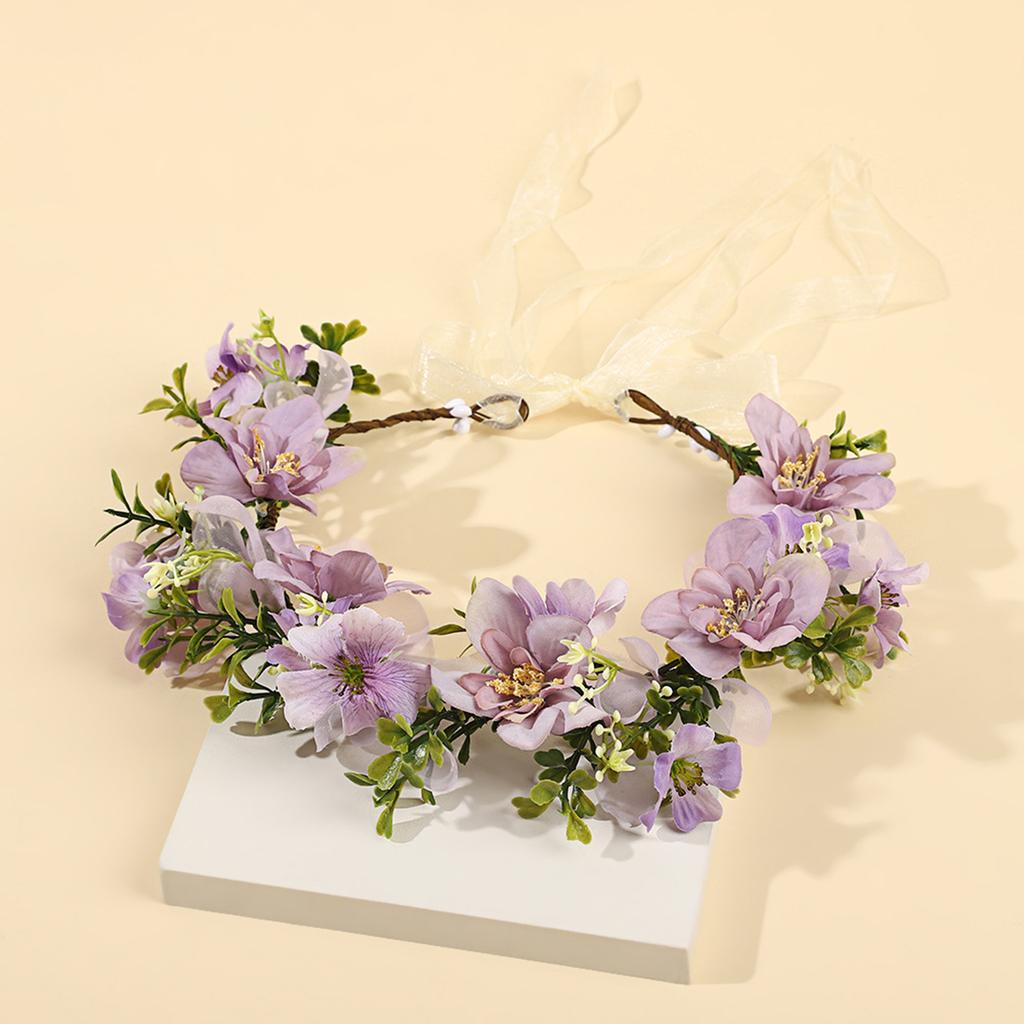 Handgefertigter Blumenkranz für Frauen Künstlicher Simulierter Blumengirlande Waldstil Blumengirlande Süße Fee Haarschmuck