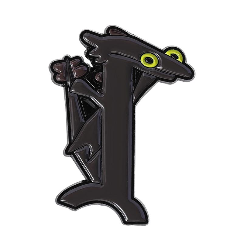 Cartoon Filmfigur Emaille Anstecknadeln Kundenspezifische Schwarz-Weiß Drachen Broschen Reversabzeichen Kleidung Tier Schmuck Geschenk für Kinder Freunde