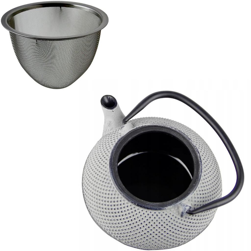 KETTLE 1.5 L CAST IRON TEAPOT STRAINER TEA INFuser SET + 2x CUPS
