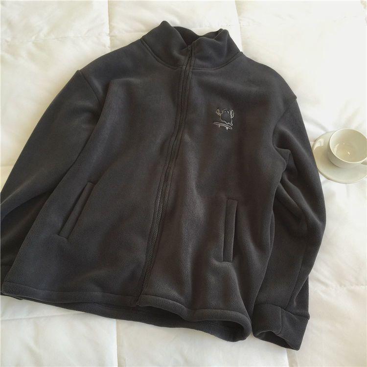 Autumn Winter Fleece Zipper Sweatshirt Jacket Women Clothing Embroidery Coats Warm Long Sleeve Cardigan Sport Outdoor Sweatshirt
