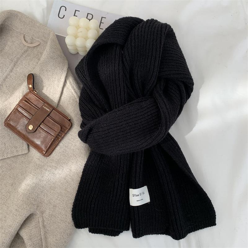 New Classic Retro Knitted Scarf Men Women Couple Korean Ins Thickened Soft Warm Solid Couple Scarves Thermal Muffler Male Female