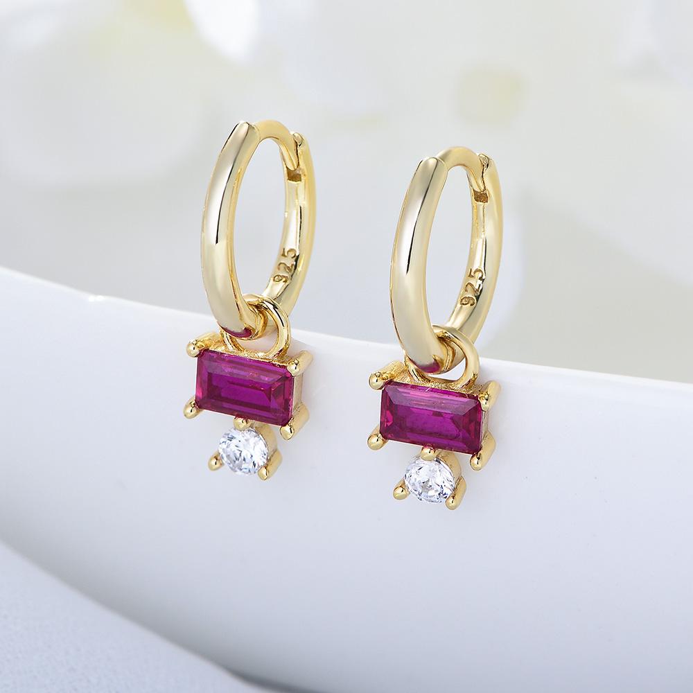 Factory Jewlery 925 Sterling Silver Gold Plated Geometric Zircon Hoop Earrings for Women
