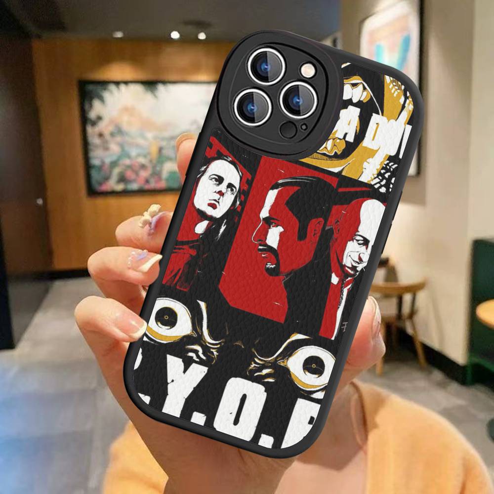 

Metal System Of A Down Band Phone Case For IPhone 16 15 14 13 12 11 Pro Max Plus Soft Leather Cover 12 pro max
