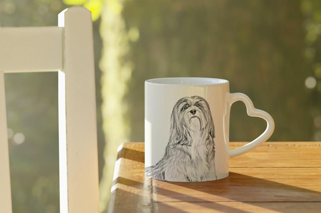 Lhasa Apso - Cup with a Dog, Adorable Cup with a Heart-shaped Handle, Universal Gift from the Art-Dog Brand