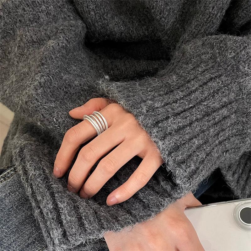 Minimalist Multilayer Geometric Open Rings For Women Vintage Fashion New Jewelry Gift Party Daily Wholesale Anillos