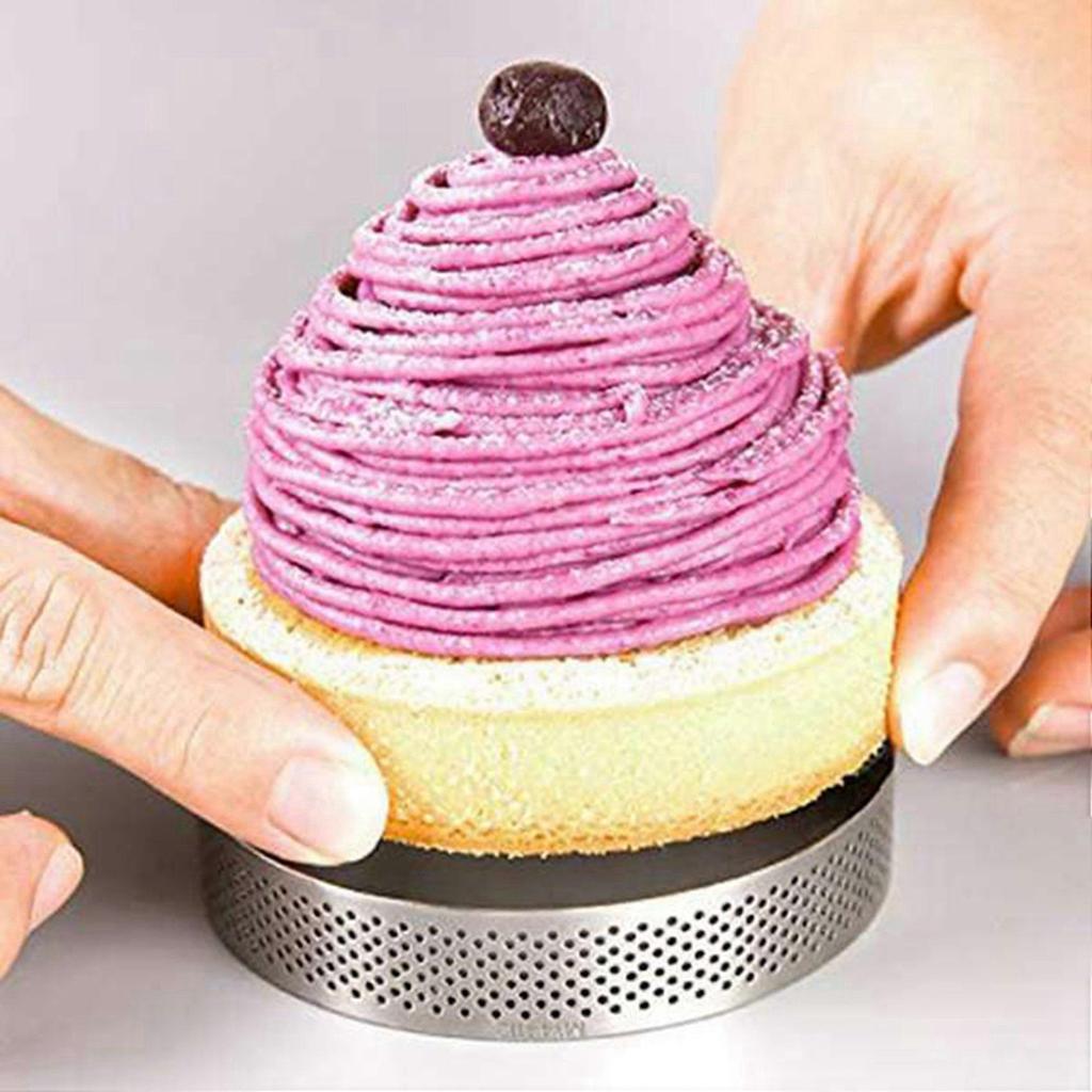 48 Pack Stainless Steel Tart Rings 3 In,Perforated Cake Mousse Ring,Cake Ring Mold,Round Cake Baking Tools