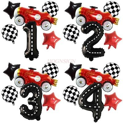 New Lightning Racing Cartoon Theme 40 Inch Black And White Stripe Digital Balloon Package For Children'S Birthday Party
