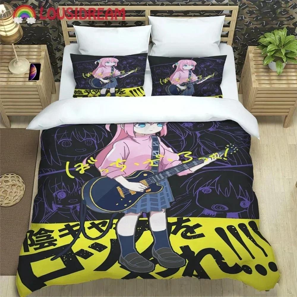 Anime Girl Lonely Rock Art Print Bedding set Printed Duvet Cover Pillowcase Single Double Queen Super King Size Sets