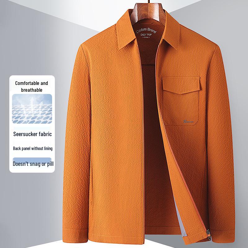 High-End Spring Business Casual Jacket - Turn-Down Collar, Zipper, Lightweight Executive Workwear