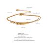Yhpup Waterproof Stainless Steel Square Bead Chain Layered Anklet for Women Gold Color Statement Summer Sandy Beach Jewelry