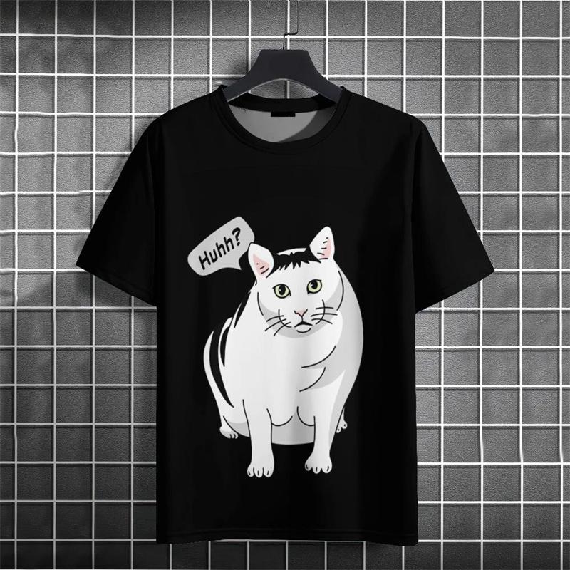 Cartoon Animals Pattern T Shirt For Men Funny Quirky Cat 3D Printed T-Shirts Summer Oversized Short Sleeve Tees Round Neck Tops