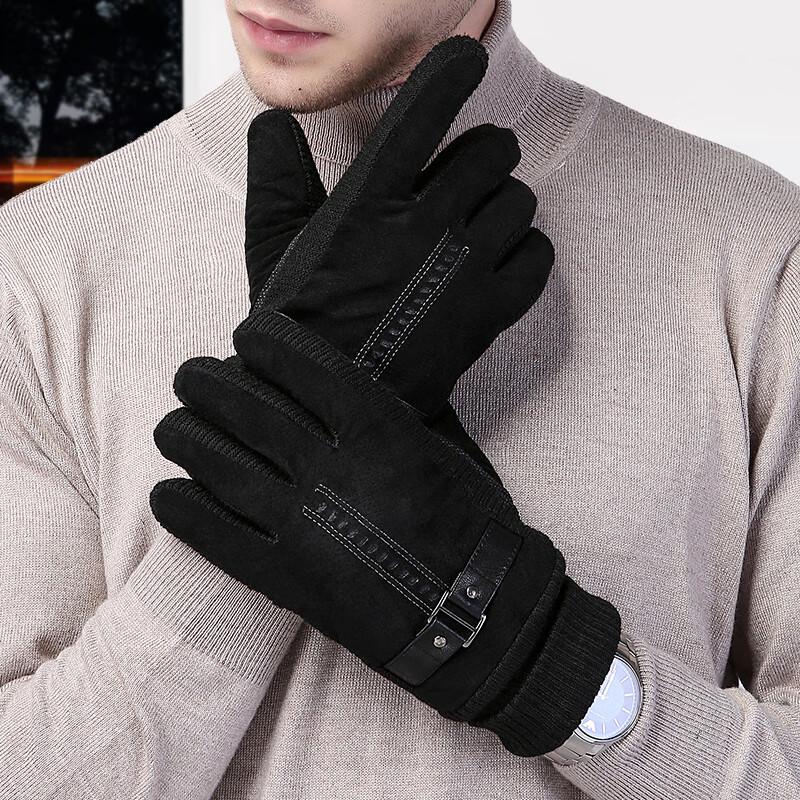 Gants chauds en cuir de porc pour homme automne/hiver