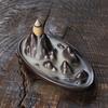 Ceramic Backflow Incense Burner Mountain Stream Design Smoke Waterfall Incense Holder for Home Office Meditation and Relaxation Use
