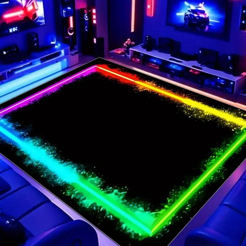 Neona kiberpanka spēļu zonu paklājs RGB