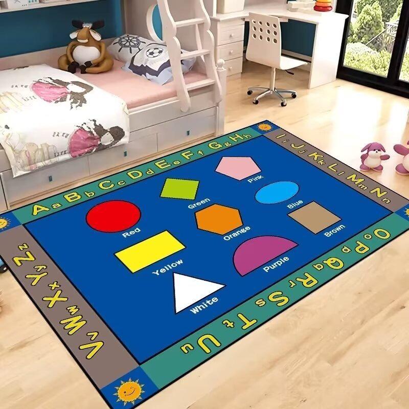 Lern-Spielmatte Runde Teppich mit Verkehrsmuster Alphabet Hüpfspielmuster Bodenmatte für Kleinkinder Kinderzimmer Heimdekoration