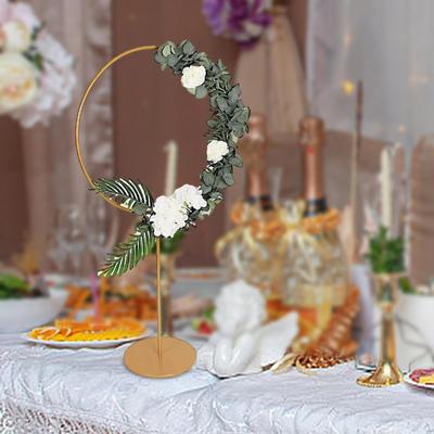 Metal Floral Hoop Wreath Rings Macrame with Base Flower Stand DIY for Holiday Christmas Wedding