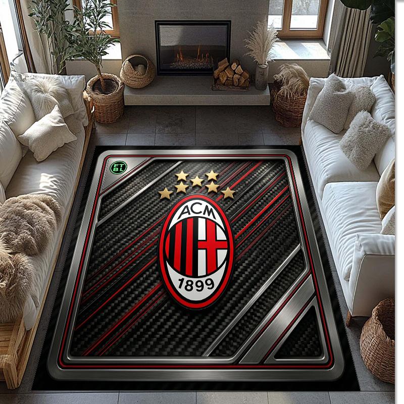 AC Milan Printed Flannel Area Rug Non Slip Soft Polyester Floor Carpet Indoor Decor Mat for Bedroom Living Room Sofa Game Room Home Decoration