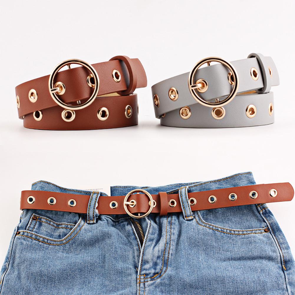 Women Fashion Round Buckle Hollow Out All Match Waist Belt