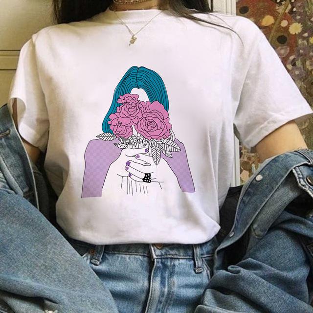 Zogankin Harajuku T Shirt Women Fun Spoof Tops Tee Japnese Anmie Character Print T Shirt 90S