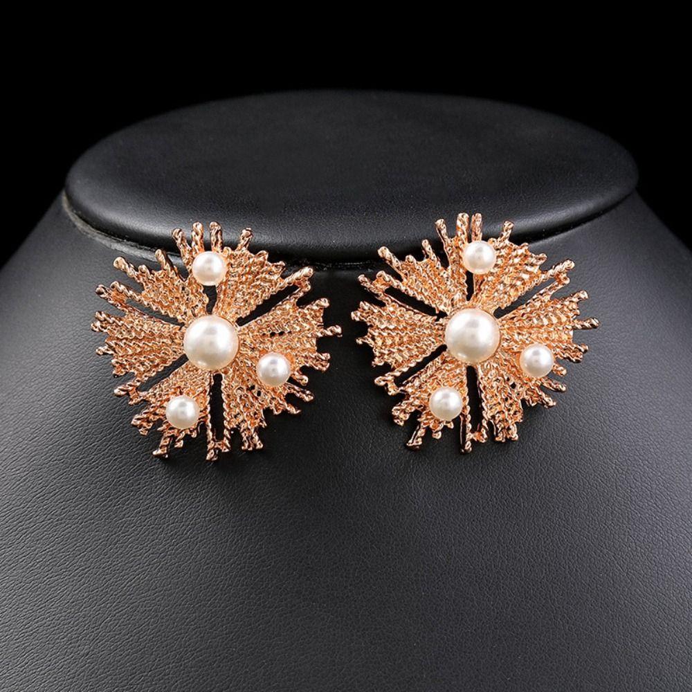 Exquisite Necklace Earrings Set Luxury Zinc Zinc Alloy Jewelry Set Imitation Pearl Jewelry Set  Banquet