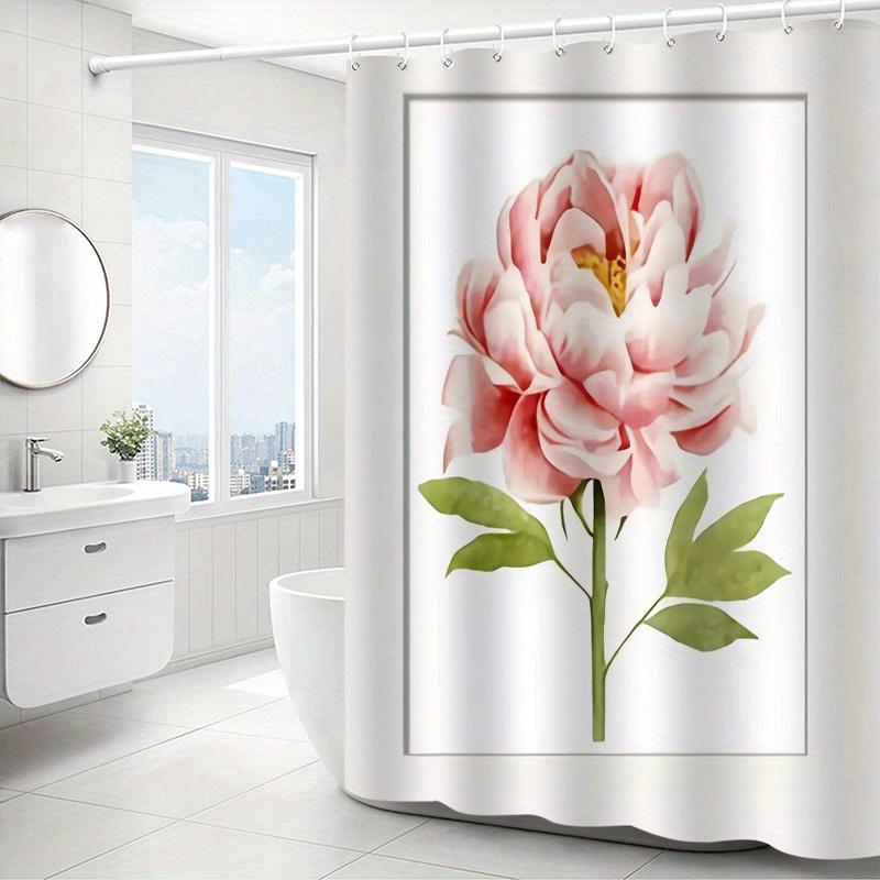 Elegant Floral Shower Curtain - Water-Resistant Polyester, Machine Washable, Includes 12 Hooks