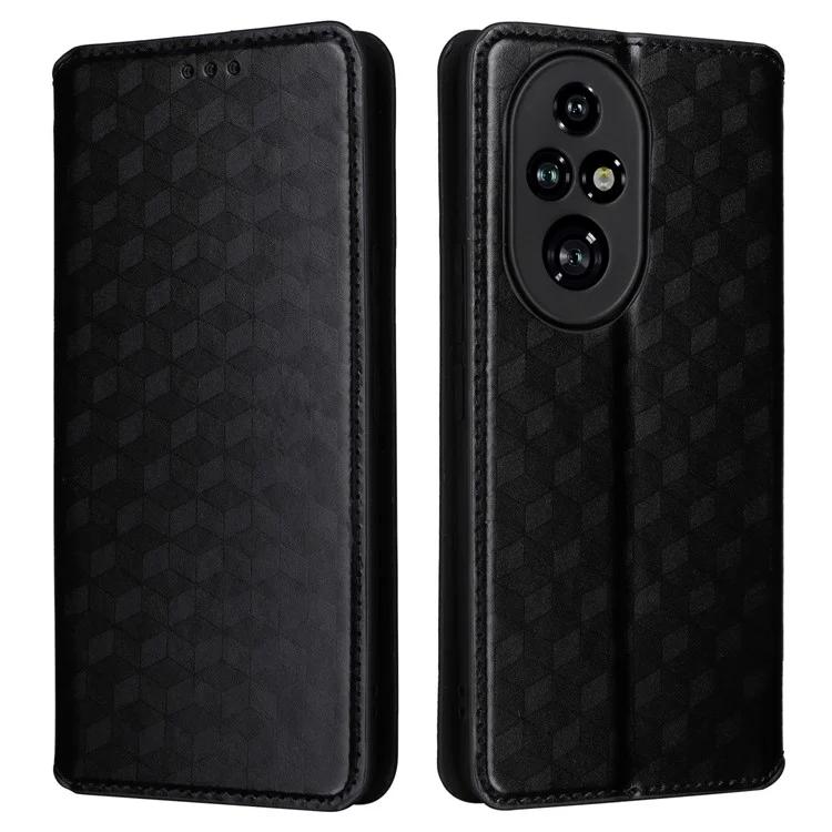 

Чехол для Honor 200 Pro 5G с ромбовидным принтом и защитой от царапин из кожи