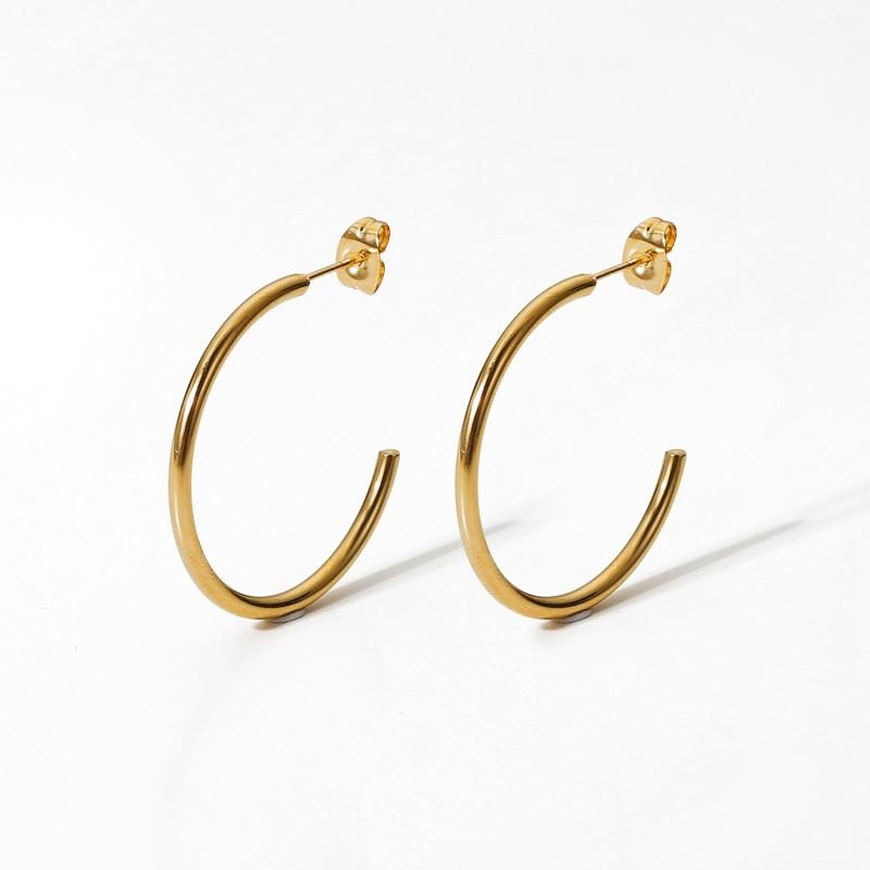 Minimalist Stainless Steel Hoop Earring Trendy Metal Big Hoop Earrings Geometric Round Fashion Popular Jewelry