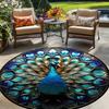 Crystal Velvet Carpet1pc Peacock Printed Pattern Round Area Mat for Living Room, Bedroom, or Dining Room with Simple Design and