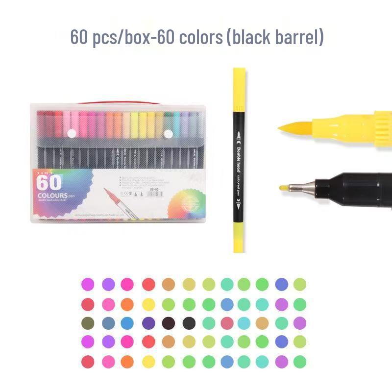 Water-based Double-ended Watercolor Pen Set with Colored Fine Liner and Soft Tip