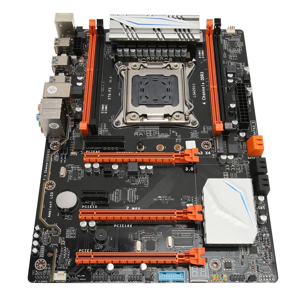 X79‑P3 Computer Motherboard 4 Channel Support LGA2011 E5 V1 V2CPU 4X8GB 32GB DDR3 Memory ATX Gaming Mining Card