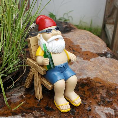 Outdoor Garden Santa Ornament Cute Resin Craft Weather-resistant Chair Dwarf Gnome Figure Figurine Statue Sculpture Yard Lawn Desktop Decoration