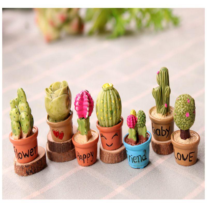 Delightful Mini Cactus Resin Ornament For Charming Fairy Garden Decor Craft