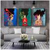Vintage Abstract Girl Hair Flower Women Wall Art Canvas Painting Fashion Nordic Poster Wall Pictures For Living Room Unframed