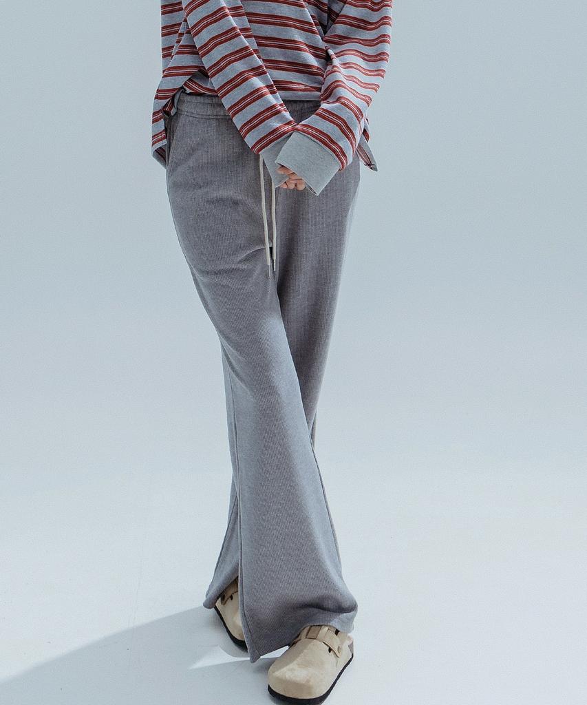 ANNEHEARTS Soft Knit Wide Easy Pants_Melange