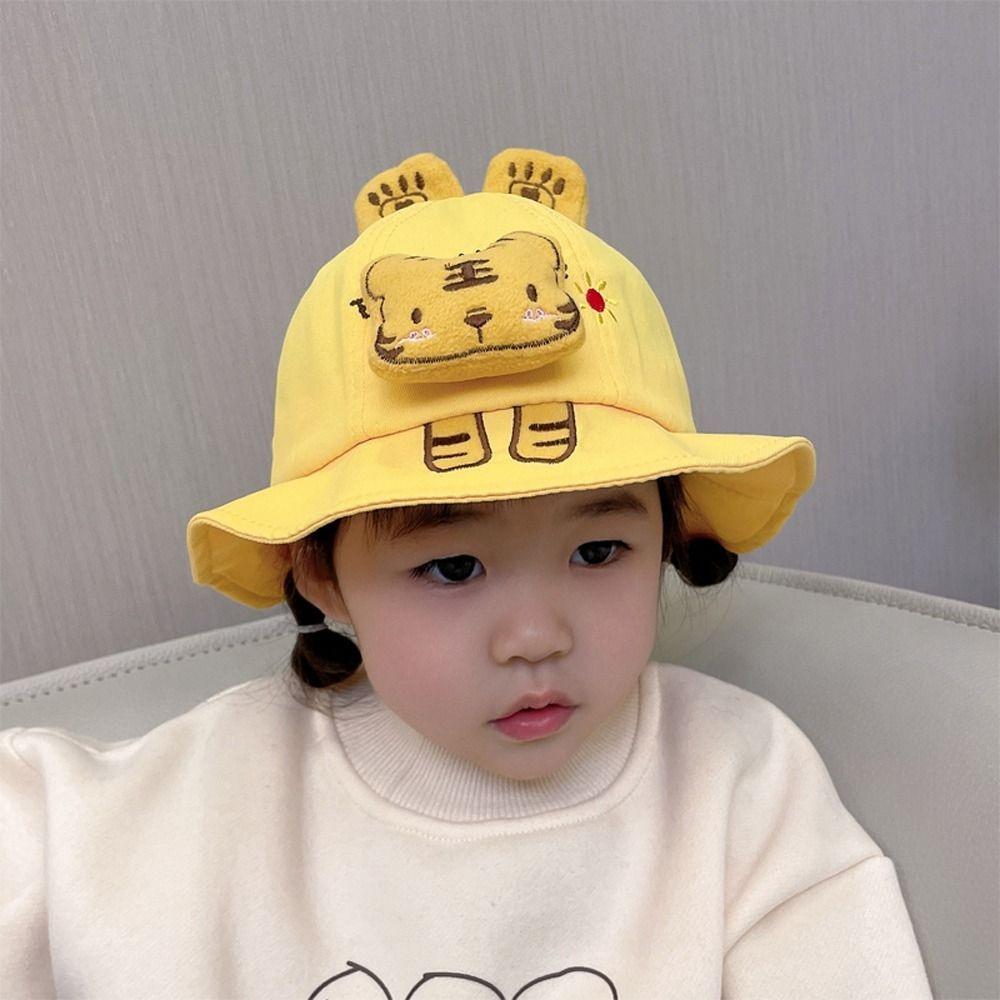 Korean Style Baby Bucket Hat Cartoon Animal Sun Protection Kids Sunshade Cap Uv Protection Bucket Hat Children Sun Hat
