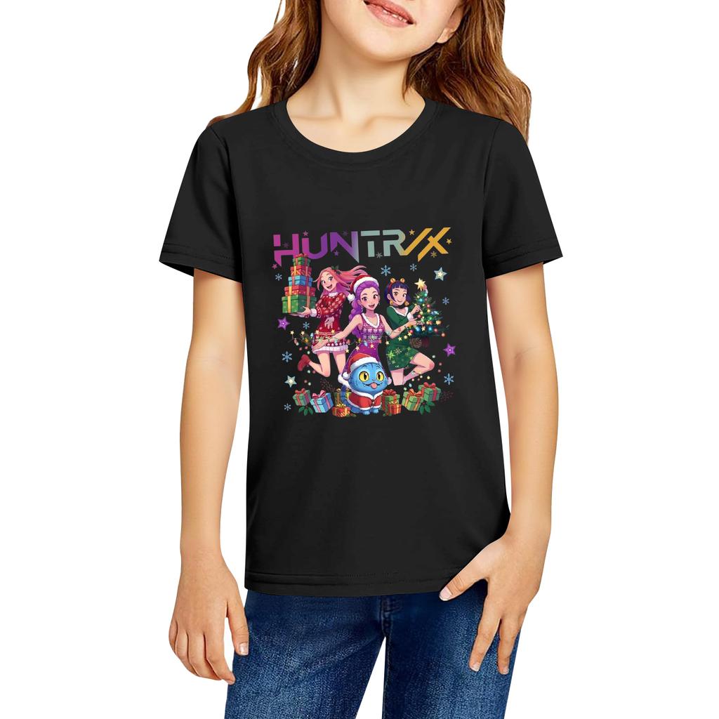 Fashionable Round Neck Short Sleeve Work Clothes Printed Tops For KID Summer Tops